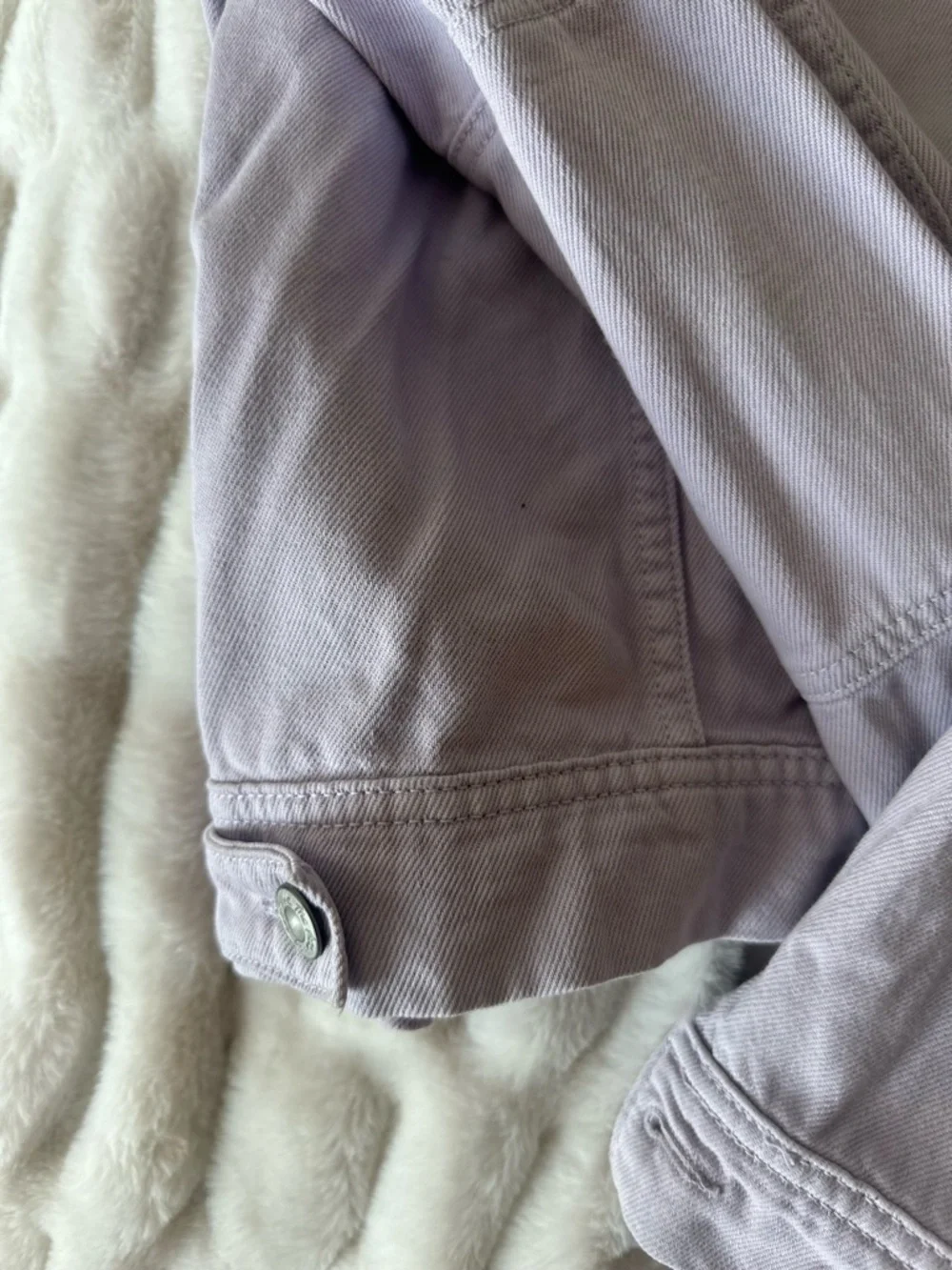 Free People Light Lavender Button-Front Jean Jacket - Picture 5 of 5